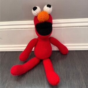 VINTAGE 1978 HANDMADE Sesame Street Elmo Crochet Red Orange Stuffed Toy Toddler